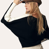Mia Oversized Boatneck Sweater in Black/White Reversible